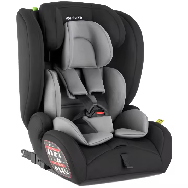 Tectake - Silla de coche giratoria 360º EMELY, arnés de 5 puntos, homologada i-Size con ISOFIX, Con aprobación i-Size (ECE R129), que incluye protección lateral, anclaje ISOFIX y Top Tether, Utilizarse a partir de los 15 meses, alturas de 76 a 150 cm - 1
