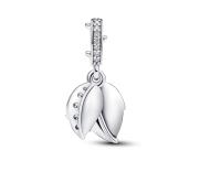 Pandora Moments - Colgante doble de plata de ley con corazón de rosa，Colgante doble rosa，Viene con un embalaje de caja de regalo completo. - details 0