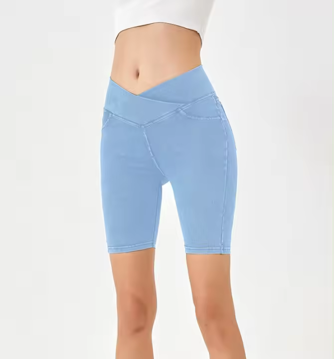 Shorts vaqueros de Mujer Push up Cruzada cinturón con bolsos y stretch - 1