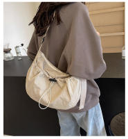 Bolso De Hombro De Nylon Nueva Diseño En Niche Color Sólido Con Pliegues Bolso Cruzado Versátil Para Uso Casual En Clase Y Comuting - details 0
