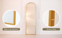 Marctani Espejo de Pie Cuerpo Entero - Espejo Grande y Largo con 3 Formas de Uso, Independiente, Montaje Pared y Apoyado - Marco de Aluminio + Soporte para Dormitorio, Baño o Salon - details 5