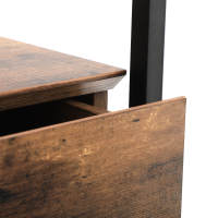 Mesa auxiliar con cristal templado, cajón y repisa, rústica, mesita de noche, marco de hierro estable, decoración para salón y habitación - details 2