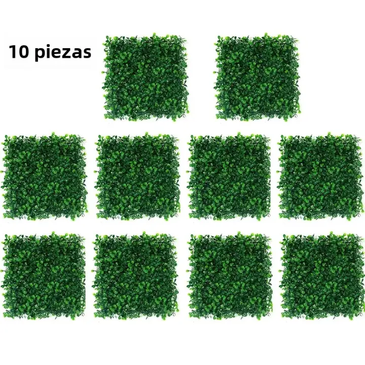 10pcs Panel De Hierba Artificial De Boxeo Verde Protección UV Decoración De Verde Privacidad Para Jardín Fondo De Boda - 1