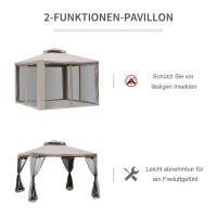 Cenador de Jardín 3x3m with 4 Paredes laterales, weatherproof, metal y poliéster, ideal para reuniones y eventos en El Jardín, Gris - details 5