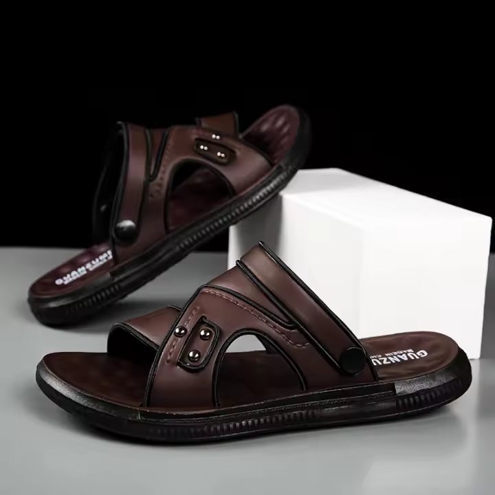 Sandalias Para Hombre Verano Comodidad Playa Exterior Retro Casual Zapatos De Cuero No Especiales Antideslizantes Flip Flops - 1