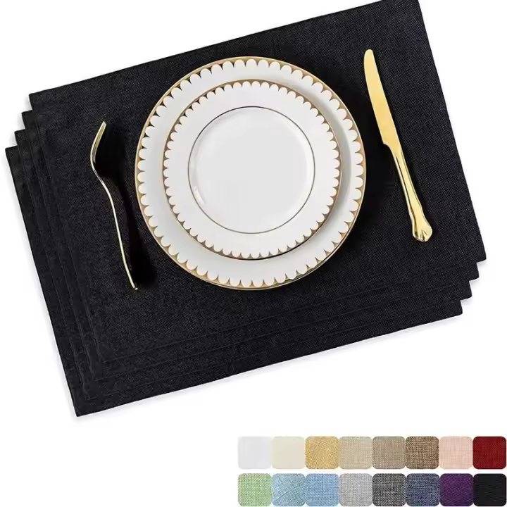 4 Pcs Matrícula Lavable Resistente Al Calor De Lino Sintético Para Mesas De Comedor Y Cocina Estilo Moderno Decoración De Mesa - 1