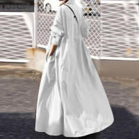 Vestido Largo De Leopardo ZANZEA Para Mujer Otoño Elegante Casual Manga Larga Cuello En V a Line Suave Trabajo Vestido De Fiesta - details 10