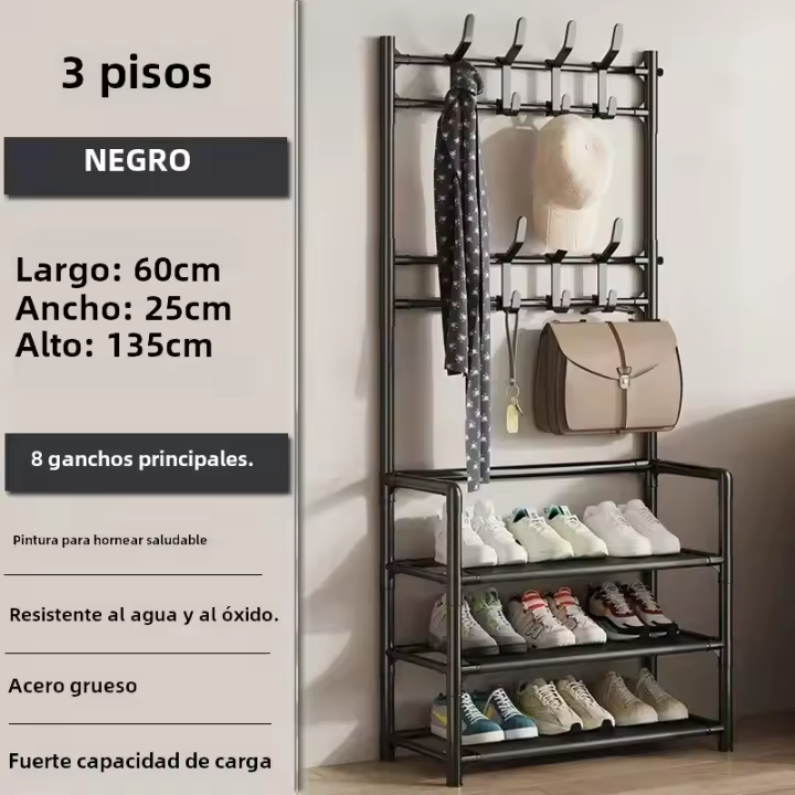 Estante De Zapatos Multi-Nivel Con Gancho Organizador De Ropa Y Zapatos De Pie En El Suelo Almacenamiento Con Gancho Para Zapatillas - 1
