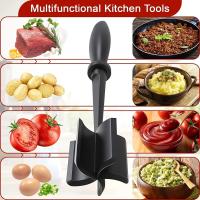 Cortador y machacador de carne de 2 piezas: picador de carne, raspador de plástico, divisor de cocina para alimentos, papas y frijoles, cortador de carne de silicona para picar y mezclar. - details 1