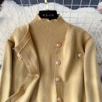 Conjunto De Ropa De Mujer REALEFT Otoño Invierno 3 Piezas Traje De Tejido Knitted Cardigan De Botón Sencillo Y Tops Falda Elegante Para Oficina - details 49