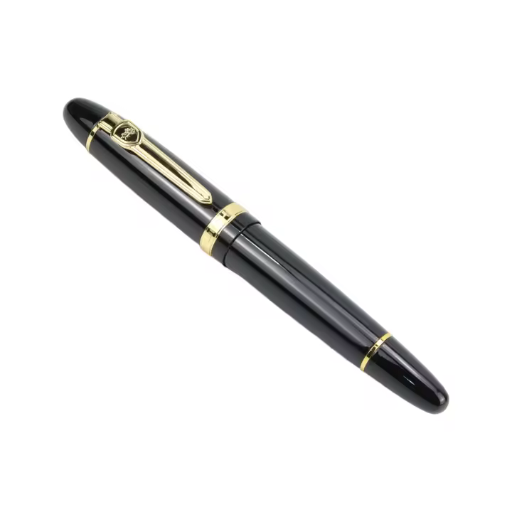 Bolígrafo De Tinta Jinhao 159 Clásico De Alta Calidad Negro Con Tintero De Plata Estilo Único Punta Media Clip Dorado Para Escuela Y Oficina - 1