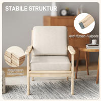 Sillón reclinable Efecto Lino, reposabrazos, patitas de Madera tapizadas, cojines extraíbles, Sillón tapizado para dormitorio, Salón, beige, 62An x 82P X 82Al cm. - details 4
