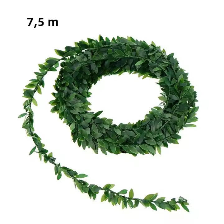 Guirnalda De Hiedra Artificial De 24 Pies Decoración De Hojas Verdes Para Interiores Y Exteriores Estilo Rústico Farmhouse Jardín - 1