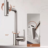 Grifo De Cocina De Acero Inoxidable Con Cabeza De Rociador De Cascada Rotación 360° Agua Caliente Y Fría Mezclador De Fregadero - details 0