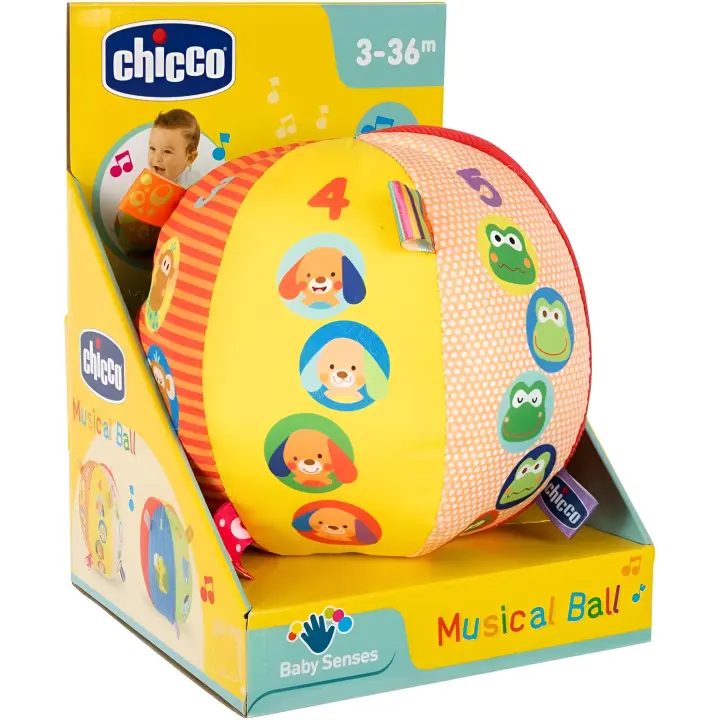 Chicco Musical Ball para Gateo, Pelota Sensorial para Bebés con Efectos Sonoros, Melodías y Animales para Aprender Números, Estimula el Gateo y la Motricidad, Juguetes para Bebés de 3 Meses a 3 Años - 1
