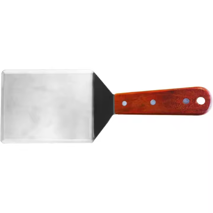 Espátula de Maple inoxidable, espátula de metal, espátula giratoria para sretén de Hierro fundido, espátula para Parrilla de barbacoa con Mango de Madera, Pala cuadrada - 1