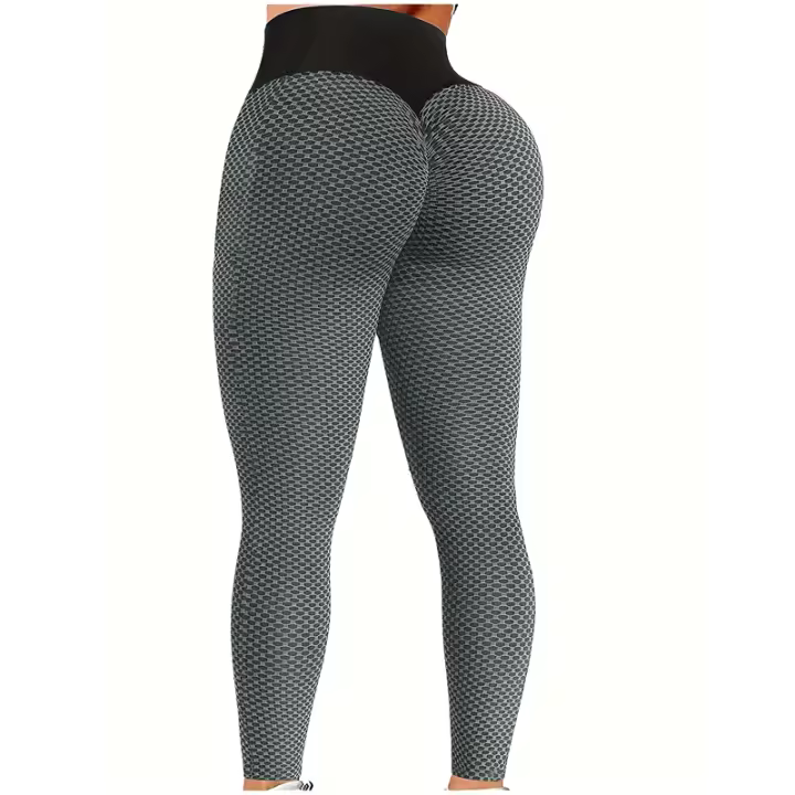 Leggings De Cintura Alta Para Mujer Yoga Levantamiento De Glúteos Honeycomb Pantalones De Yoga De Pierna Completa Spandex Polyester - 1
