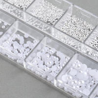 1Caja De Perlas 3D Para Uñas Blancas Con Diamantes Decoración De Tamaños Mixtos Para Arte De Uñas Belleza Encantos De Uñas Para DIY Manicura - details 1