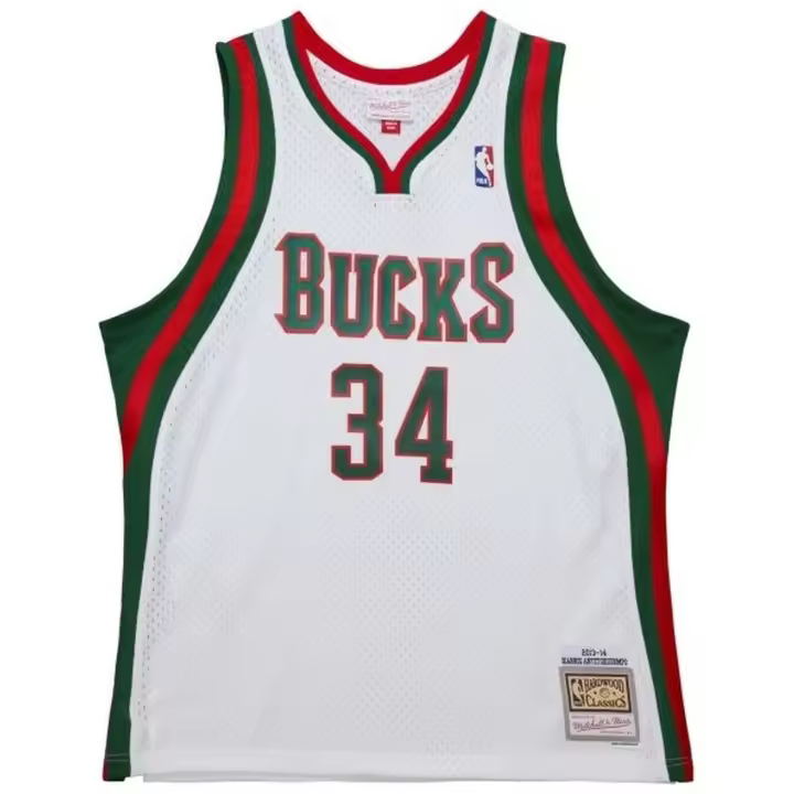 Camiseta de Baloncesto Mitchell & Ness Milwaukee Bucks para hombre en color blanco - 1