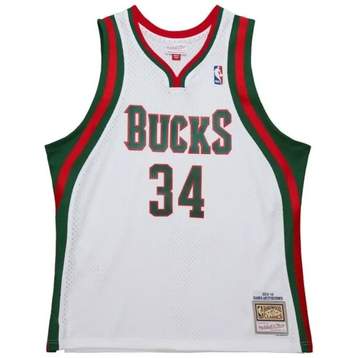 Camiseta de Baloncesto Mitchell & Ness Milwaukee Bucks para hombre en color blanco - 1