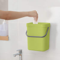 Cesta De Basura Ecológica De Plástico Verde Con Tapa Para Cocina Contenedor De Residuos Alimentos Pequeño Bins De Compostaje Montado En La Pared - details 2