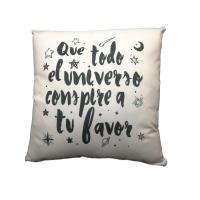 Cojín con frase : " Que Todo el universo conspire a tu favor ". 40X40 CM . Mensaje Positivo . Regalo Amigo Amiga Invisible - details 0