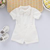 Conjunto De Ropa Para Bebé Niño Nuevo Nacido Verano 0-24 Meses Camisa Con Corbata Camiseta De Manga Corta Y Pantalón Con Suspensión 2PCS - details 1