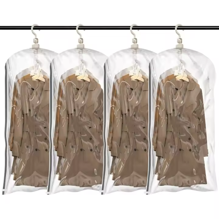 Bolsas de Almacenamiento al vacío para Colgar, 4 Paquetes (105×70 cm), Bolsas Vacio Ropa para Trajes, Abrigos, Chaquetas, Organizar Armarios Bolsas al Vacio Ropa - 1