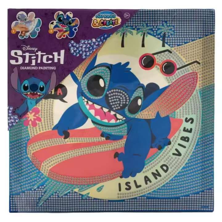 Display De Pintura Con Diamantes Disney Stitch 29x29cm - 1