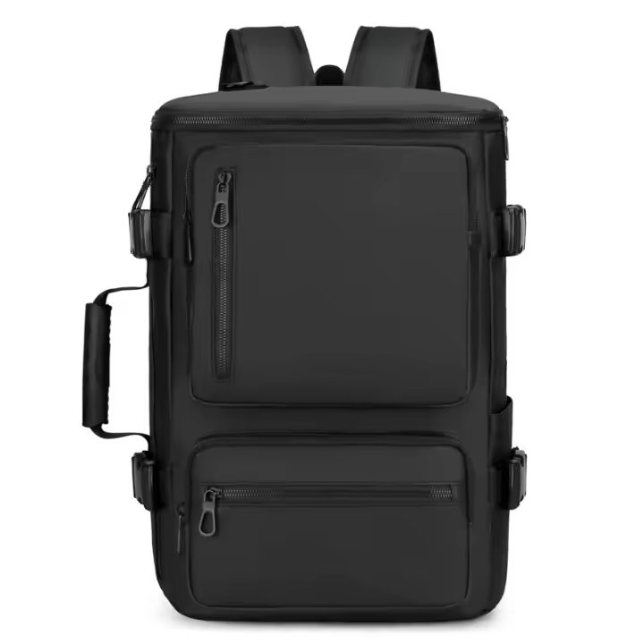 Mochila multifuncional, bolso de hombro para hombre, bolso de cuero para computadora portátil, bolso escolar para estudiantes, estilo universitario, color negro - 1