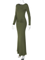 Vestido Largo De Manga Completa Elegante Dulzura Para Mujer Ruched Bodycon Sencillo De Fiesta Noche Y Cocktail Y2K Polyester Spandex - details 2