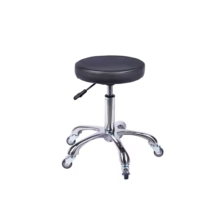 Taburete de peluquería Negro con Base cromada de 5 Ruedas - 1