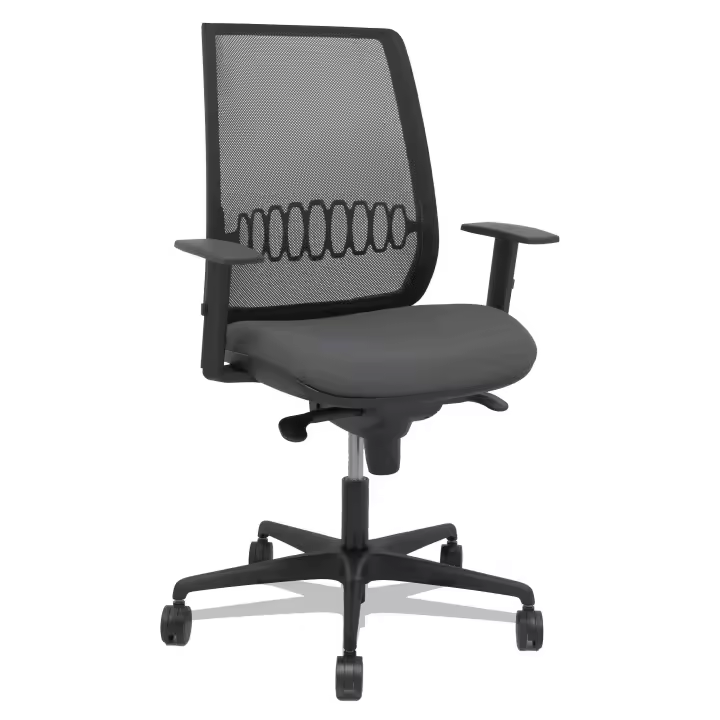 Silla Alares sincro malla negra bali gris oscuro brazo regulable - 1