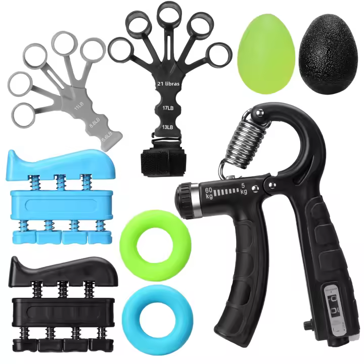 Kit De Entrenamiento De Fuerza Con 9 Estercicios Incluye Estirador De Dedos Fortalecedor De Agarre Y Bola De Agarre Para Construcción Muscular Unisex - 1