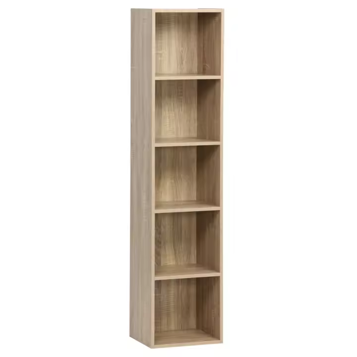 Estantería Cubo 5 estantes de tablero laminado marrón de 132x30 cm - 1