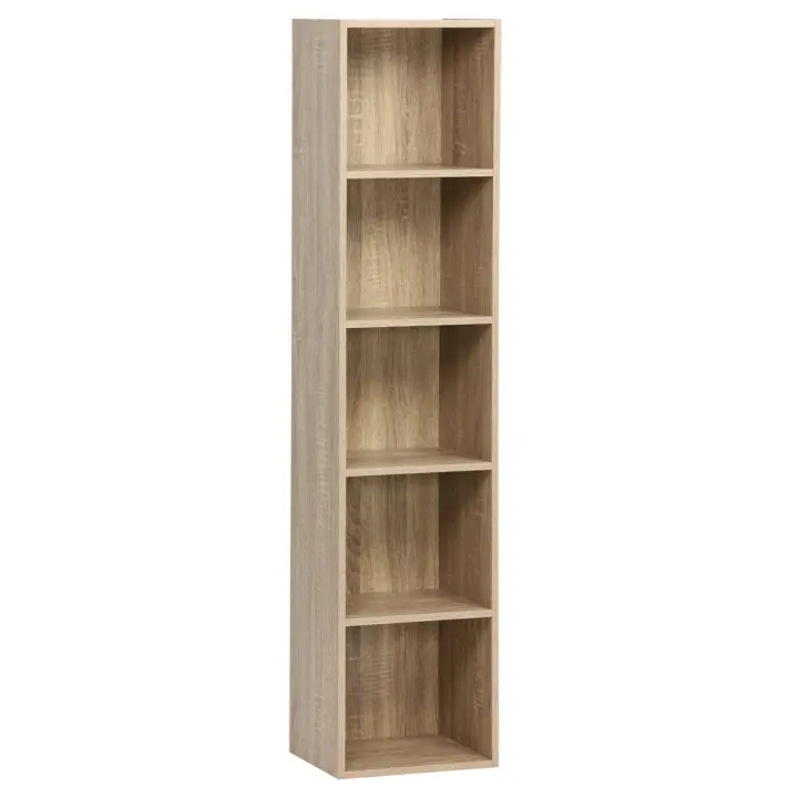 Estantería Cubo 5 estantes de tablero laminado marrón de 132x30 cm - 1