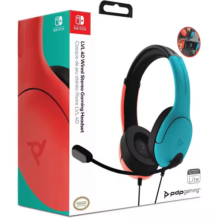 Auriculares Gaming PDP LVL40 Azul y Rojo con Licencia Nintendo Switch - 1