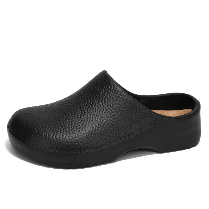Zapatillas De Verano Para Hombre Con Capa De Dedo Antideslizantes Impermeables Cómodas Y Transpirables Sandalias Planas De Trabajo En Color Sólido Para Cocinero - 1
