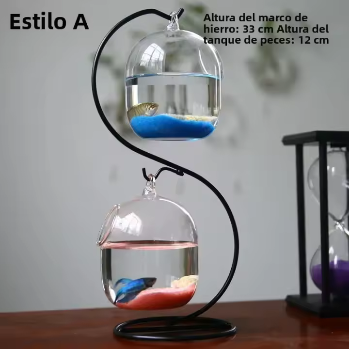 Acuario De Vidrio Transparente Doble Piso Botella De Infusión Vaso De Flor Y Plantas Decoración Para El Hogar Tipo De Acuario Pequeño Y Alto - 1