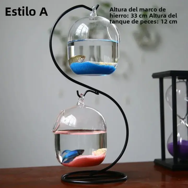 Acuario De Vidrio Transparente Doble Piso Botella De Infusión Vaso De Flor Y Plantas Decoración Para El Hogar Tipo De Acuario Pequeño Y Alto - 1