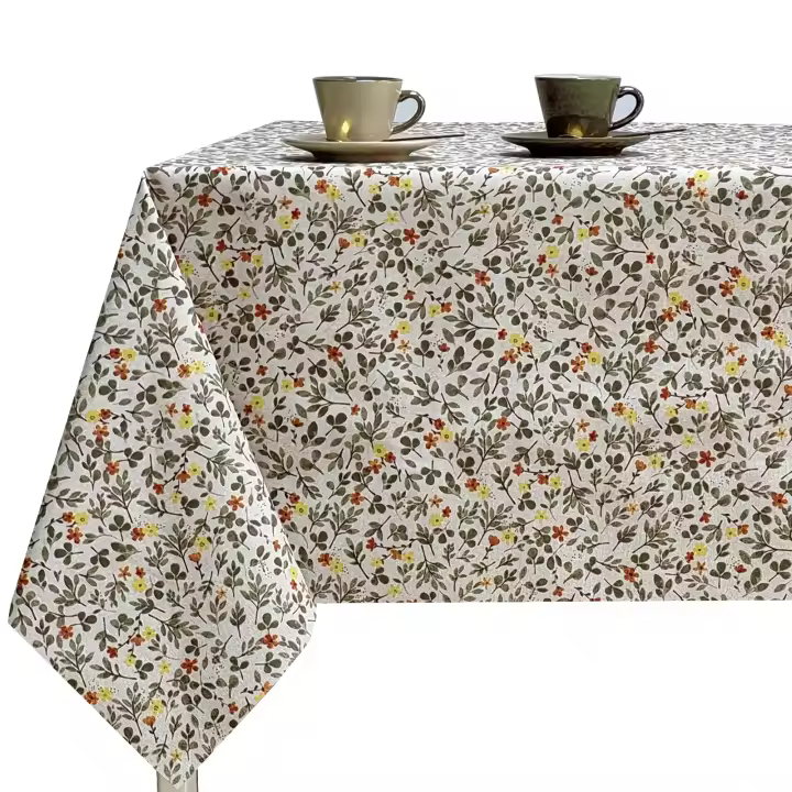 Mantel de tela Antimanchas,  Para mesa rectangular, Fácil de limpiar, Lavable, Impermeable, Ideal para el hogar interior y exterior, Flores - 1