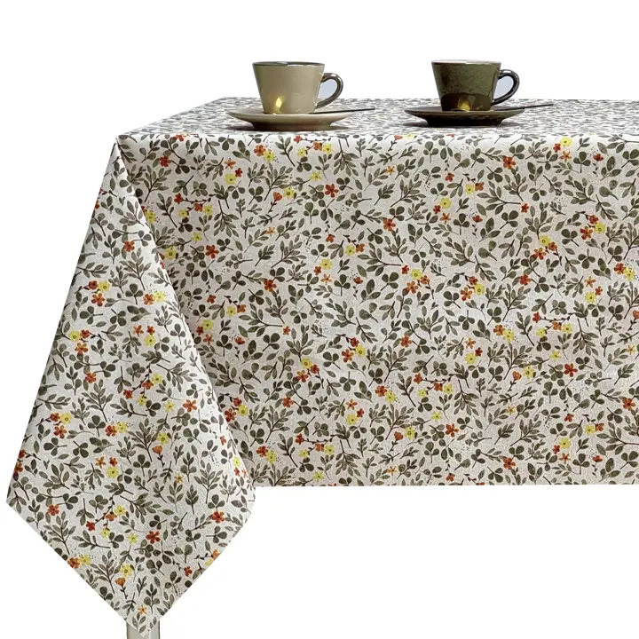 Mantel de tela Antimanchas,  Para mesa rectangular, Fácil de limpiar, Lavable, Impermeable, Ideal para el hogar interior y exterior, Flores - 1