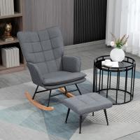 HOMCOM Silla Mecedora con Reposapiés, Sillón de Relax, con Cojín Acolchado, Respaldo Alto, Reposabrazos y Patas de Madera, Carga 130 kg, para Salón, Dormitorio, Gris - details 1