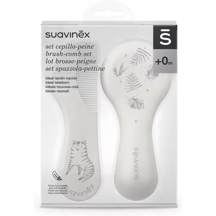 CEPILLO Y PEINE INFANTIL SOFT SUAVINEX BEIG DECORADO - 1