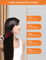Enderezadora del pelo, peine de La ión negativo, ningún daño del pelo, pelo liso, pelo rizado, rizador eléctrico de doble propósito, enderezadora del pelo - details 4
