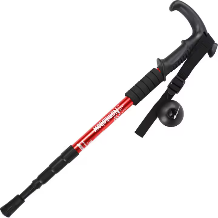 Palo De Camino De Aleación De Aluminio Retráctil Para Escalada Y Senderismo Con Mango De Goma Herramienta De Apoyo Para Actividades Al Aire Libre - 1