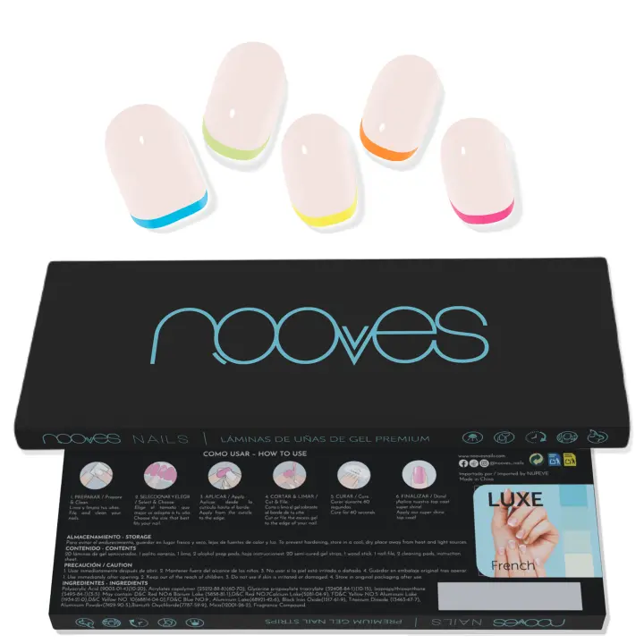 NOOVES NAILS Láminas de Uñas de Gel Precurado Premium - Sweet Petals - Francesa  Tiras De Uñas De Gel semicurado Pegatinas Uñas Semipermanente en Gel Gel Nail stickers Uñas de gel Pegatinas - 1