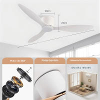 Ventilador de techo moderno 2 en 1 de alta calidad con luz y control remoto, 45 W. Ventilador de 86 cm (34") con 6 velocidades, motor DC de cobre puro, silencioso y que favorece el sueño. Cuenta con 3 aspas de ABS, luz LED regulable sin escalones. - details 5