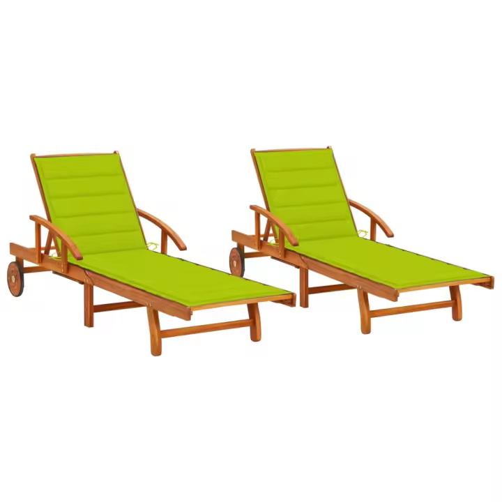 vidaXL Tumbonas con cojines 2 unidades madera maciza de acacia - 1