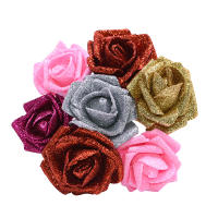 10/20Pcs Flores De Rosa Artificiales Plateadas Y Doradas Con Brillo Rosa Roja Y Rosa Para DIY Scrapbooking Decoración De Caja De Regalo - details 6